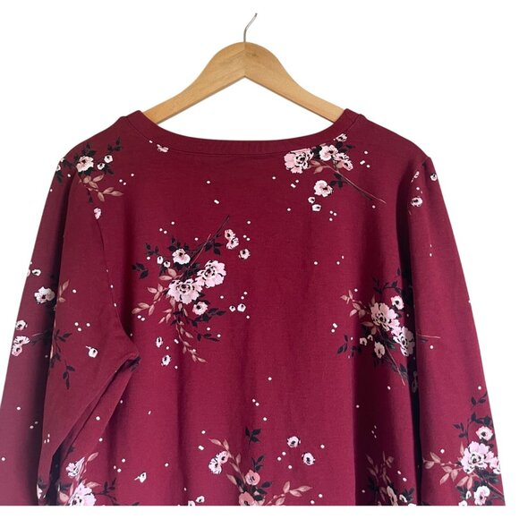 TORRID 2X Red Floral Crewneck Ponte  Sweatshirt Long Sleeve Cropped - Picture 8 of 12